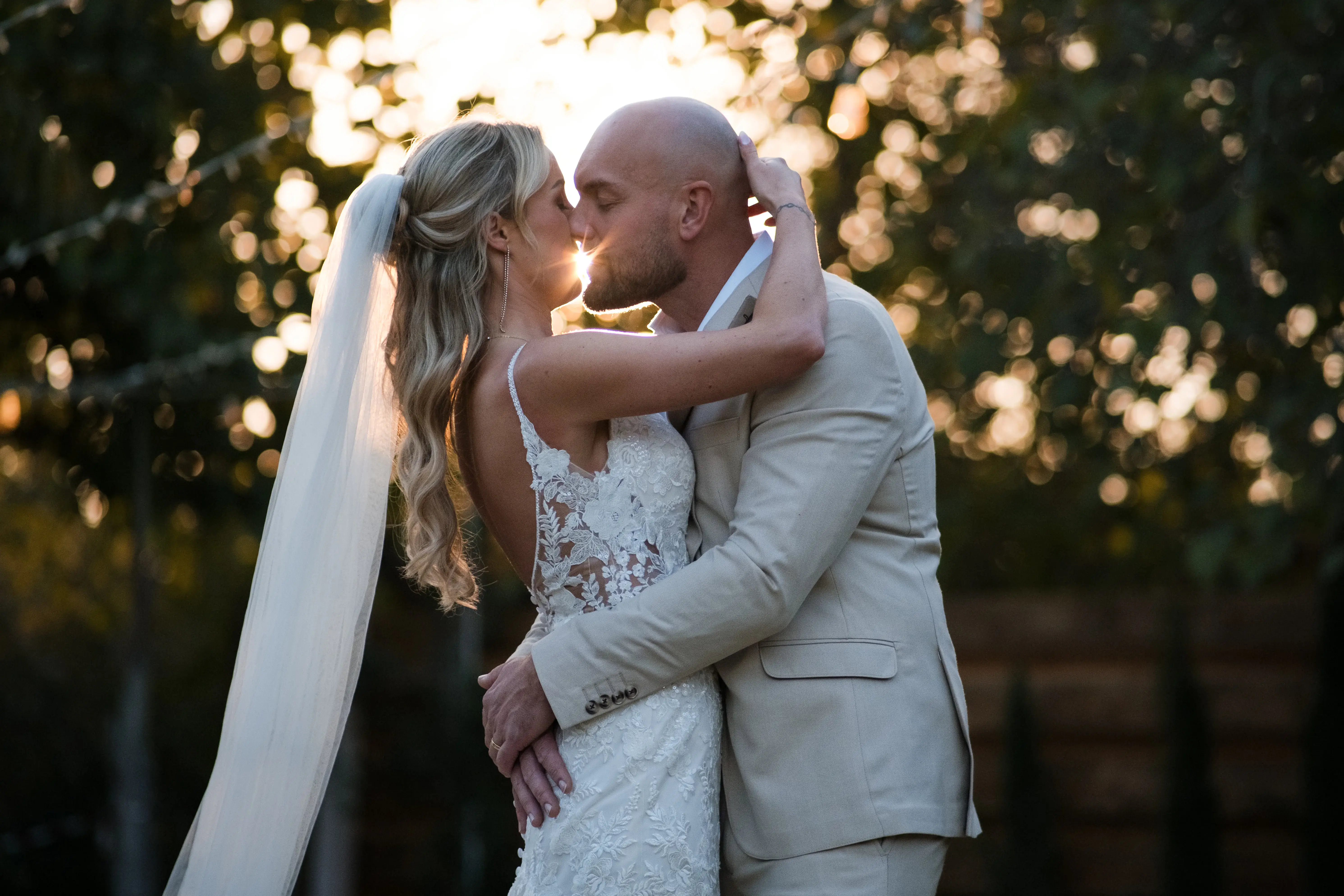 Wedding couple filmed in a cinematic scene